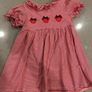 Toddler Girl Red Striped Minnie Mouse Dress - 2T